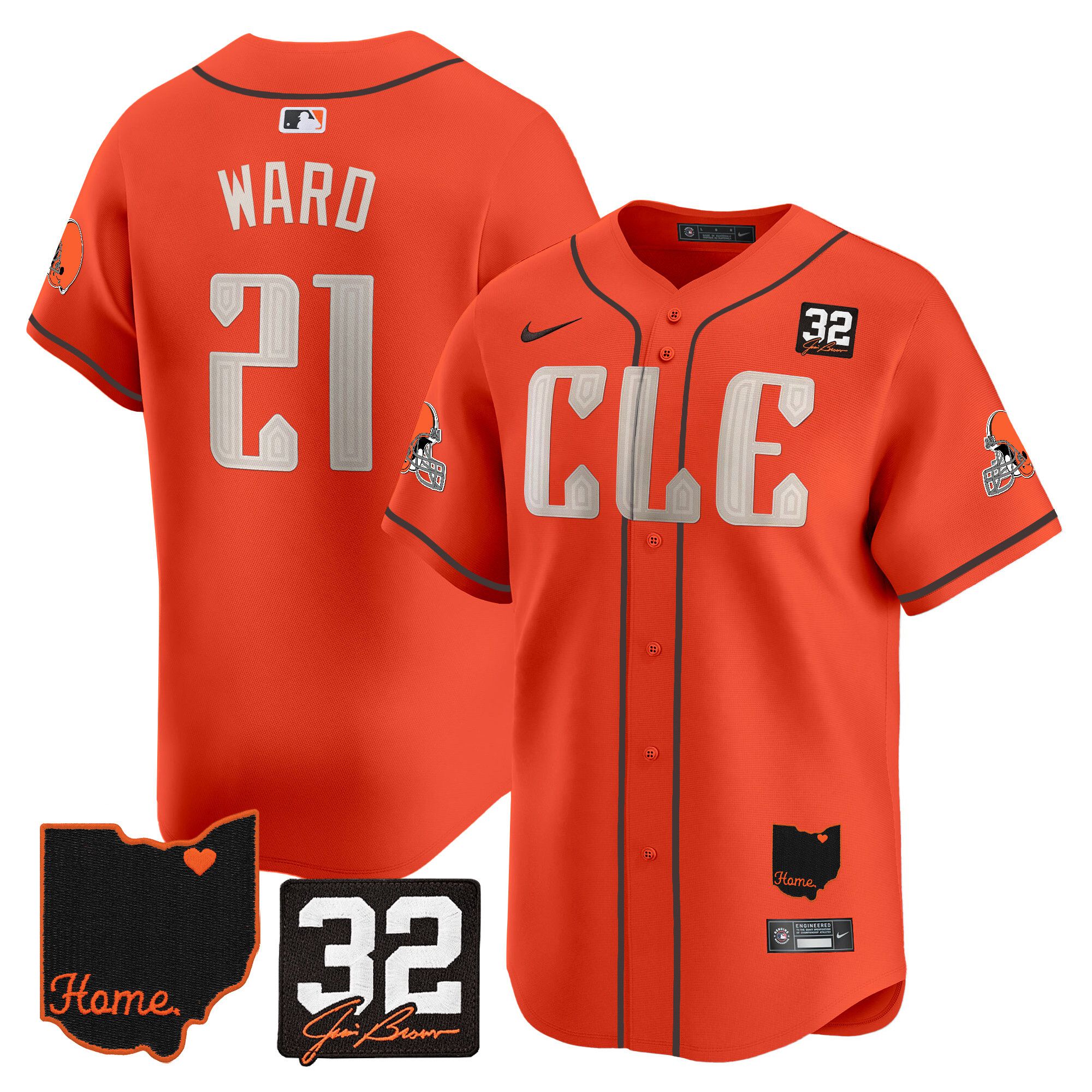 Men Cleveland Browns #21 Ward Orange Home Patch Vapor Premier Limited 2024 Nike NFL Jersey